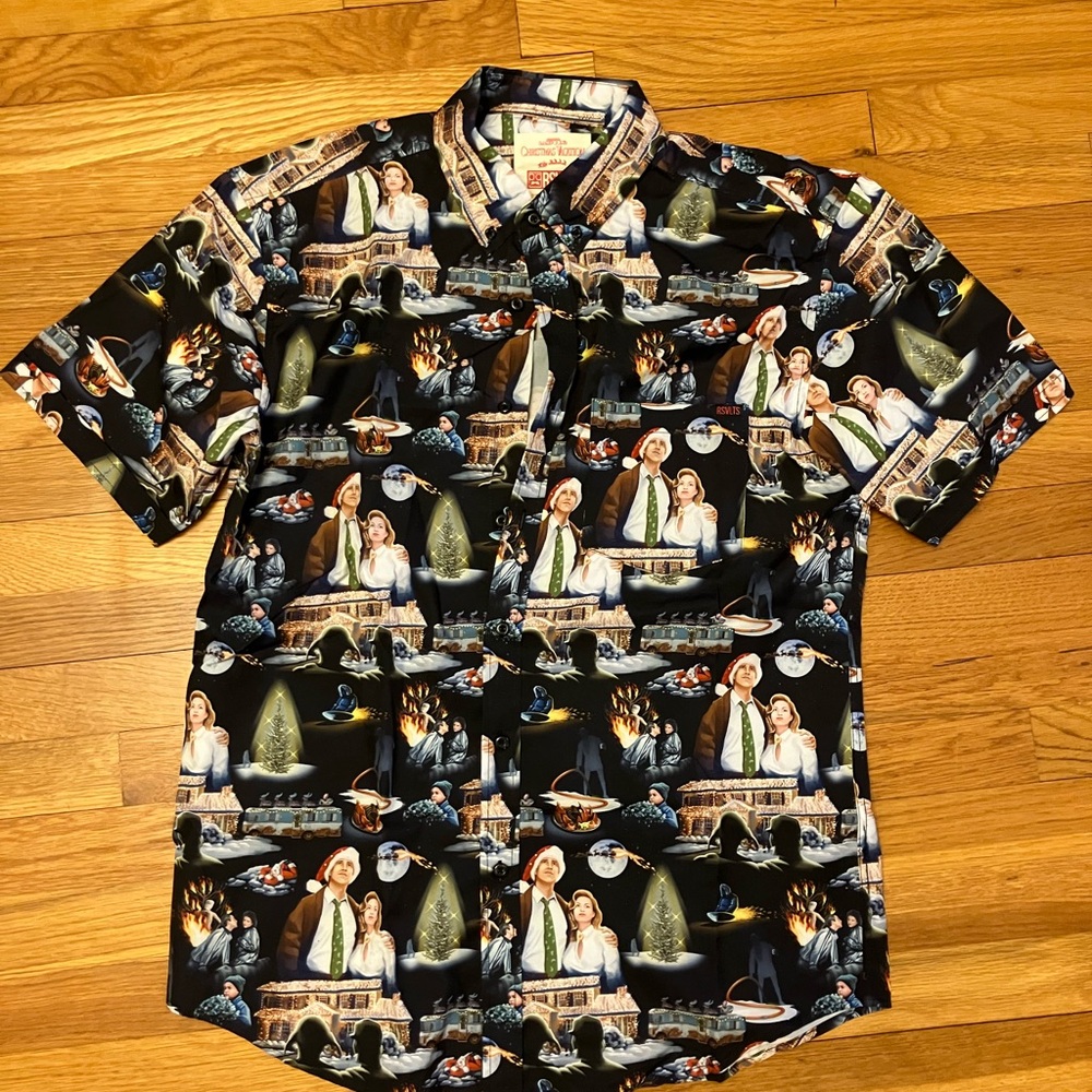 RSVLTS Black Graphic Button Down ShirtNational Lampoon Christmas Vacation NWOT